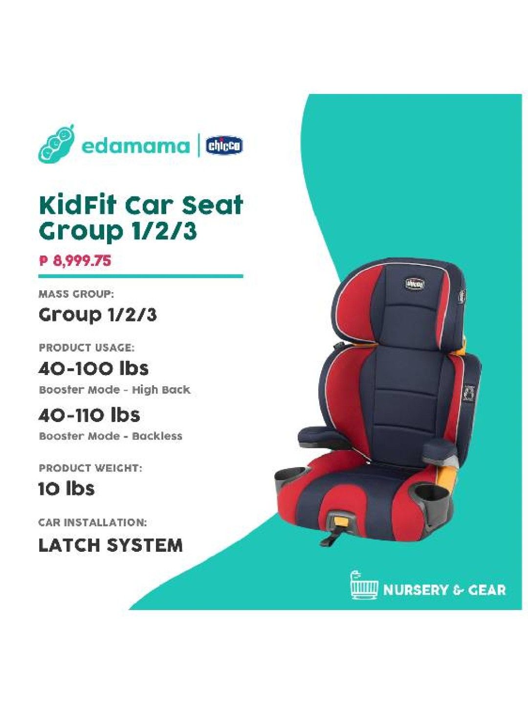 Chicco KidFit Car Seat Group 1 2 3 edamama